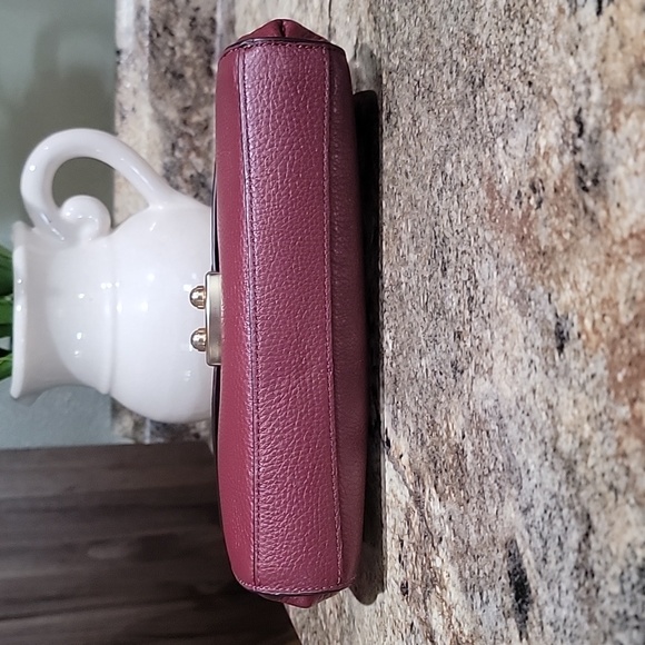 Coach Wristlet BURGUNDY Croc Embossed Refined Leather - Picture 5 of 7